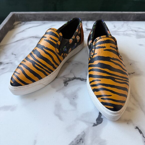 Coach C103 Tiger Floral Leather Slip On Sneakers Size 6 - Picture 4 of 8